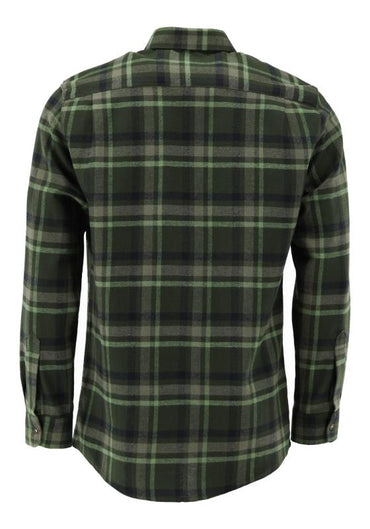 OS Trachten Men's Forest Green Flannel Trachten Shirt – Long Sleeve, Shark Collar & Embroidery