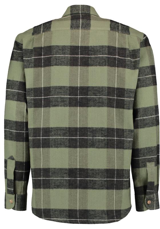 OS Trachten Men's Long-Sleeve Flannel Shirt — Sage & Black Bold Check