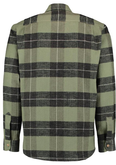 OS Trachten Men's Long-Sleeve Flannel Shirt — Sage & Black Bold Check
