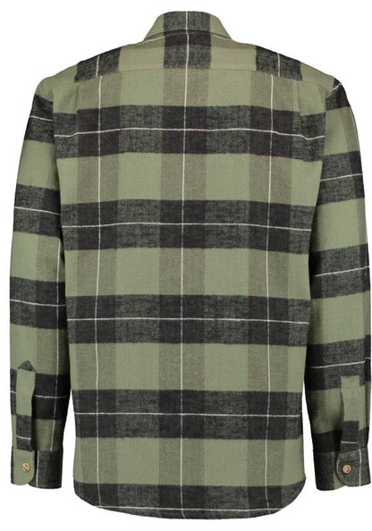 OS Trachten Men's Long-Sleeve Flannel Shirt — Sage & Black Bold Check