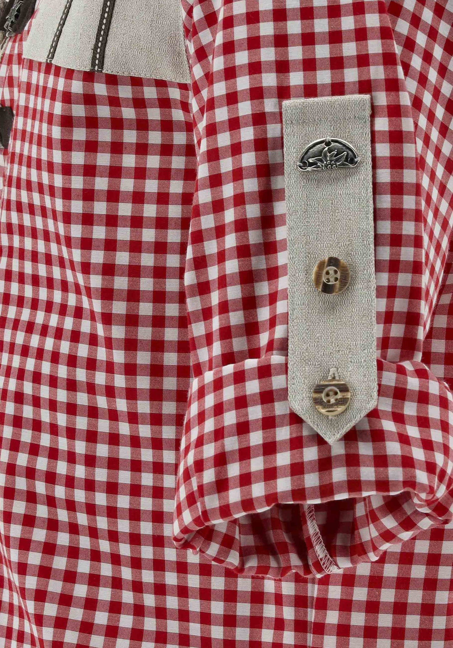 OS Trachten Men's Long Sleeve Regular Fit Shirt "Savoy" red