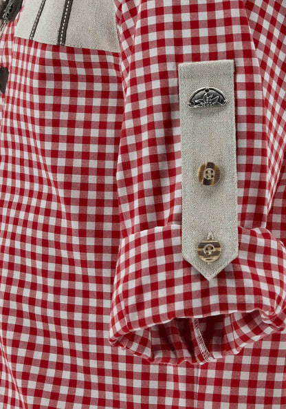 OS Trachten Men's Long Sleeve Regular Fit Shirt "Savoy" red