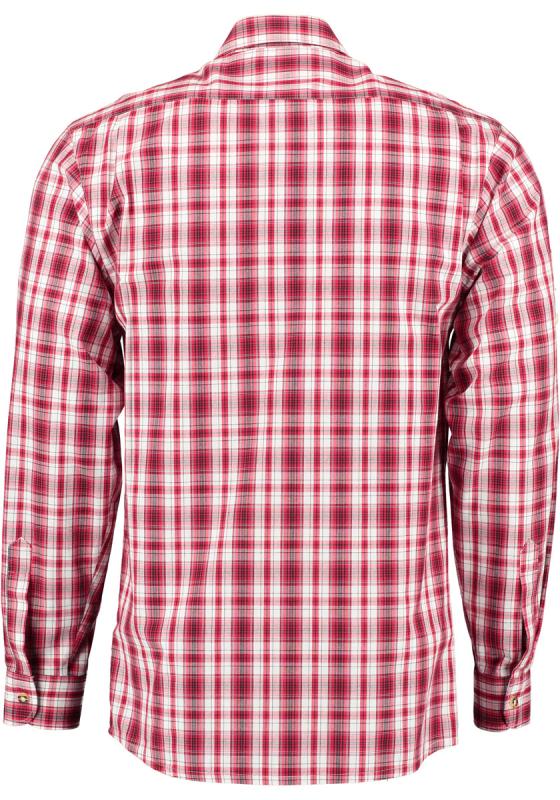 OS Trachten Men's Long Sleeve Regular Fit Shirt "Bruce" red