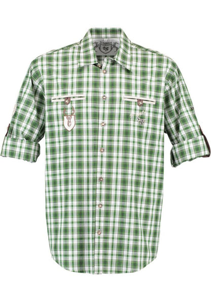 OS Trachten Men's Long Sleeve Regular Fit Shirt "Bruce" green