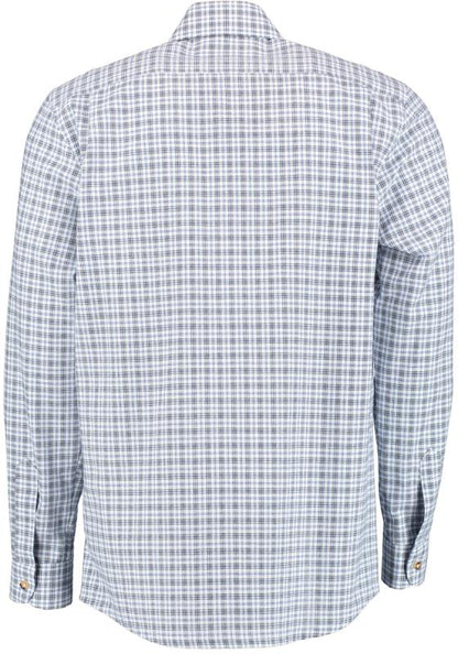 OS Trachten Men's Check Shirt "Jesse" Shark Collar, Blue