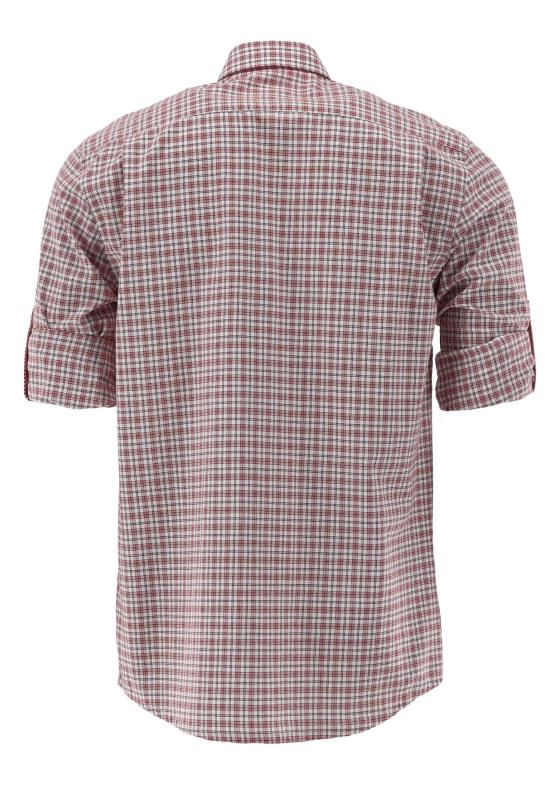 OS Trachten Men's Check Trachten Shirt  "Benne" red