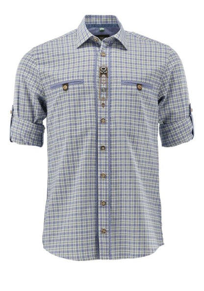 OS Trachten Men's Navy Check Trachten Shirt "Benne" navy