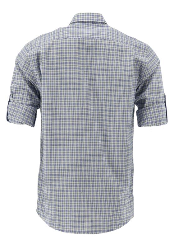 OS Trachten Men's Navy Check Trachten Shirt "Benne" navy