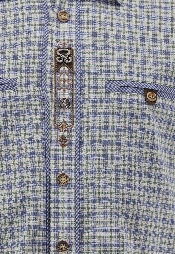 OS Trachten Men's Navy Check Trachten Shirt "Benne" navy