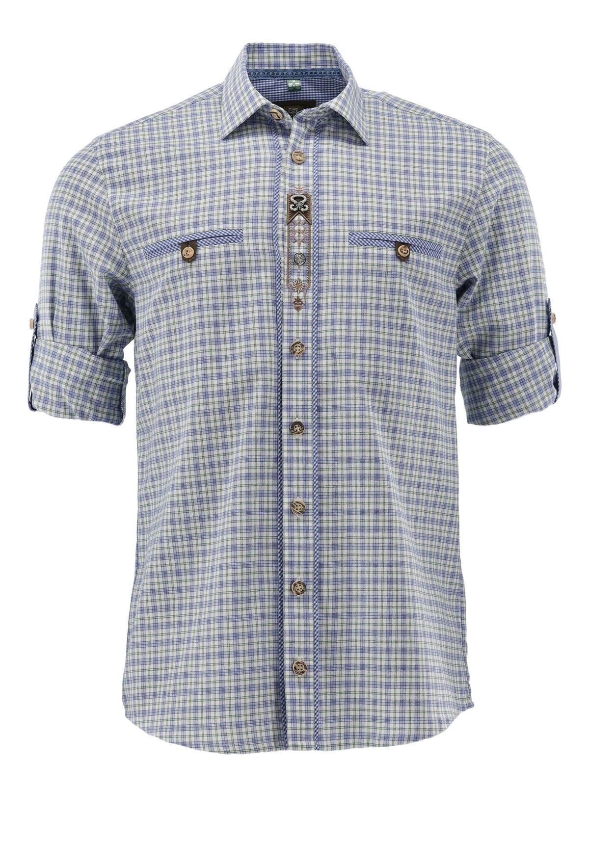 OS Trachten Men's Navy Check Trachten Shirt "Benne" navy