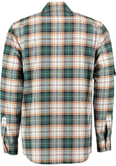OS Trachten Men's Flannel Shirt "Colt" — Shark Collar, Forest Check