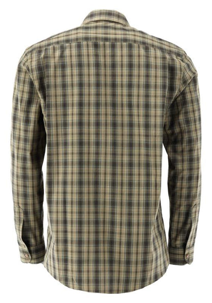 OS Trachten Men's Olive Check Trachten Shirt – Long Sleeve, Shark Collar & Stag Embroidery