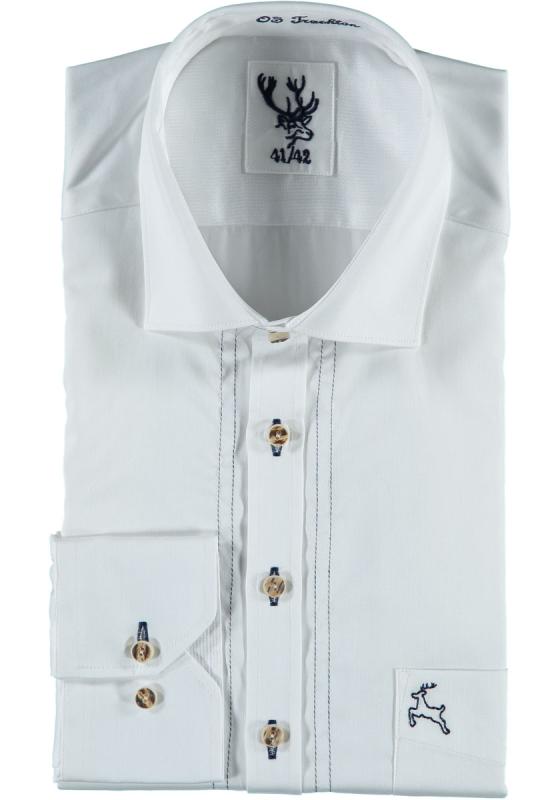 Men's Long Sleeve Slim Fit (3334) white w/blue embroidery