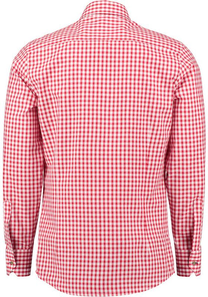 OS Trachten Men's Long Sleeve Slim Fit Shirt "Kurtis" red
