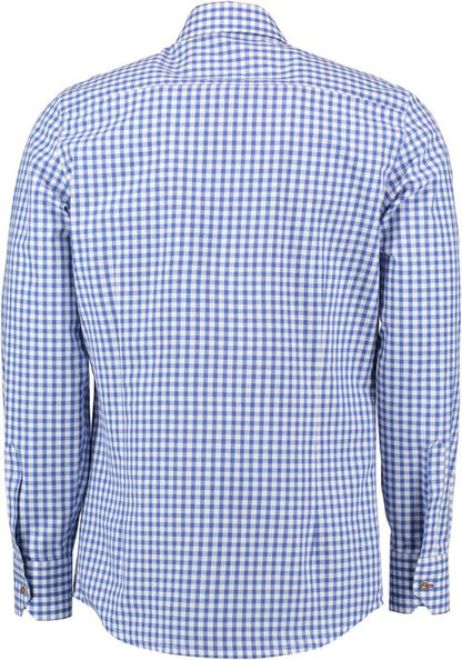 OS Trachten Men's Long Sleeve Slim Fit Shirt "Kurtis" blue