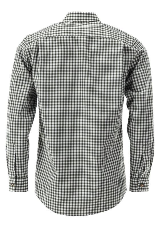 OS Trachten Men's Long Sleeve Slim Fit Shirt "Kurtis" green