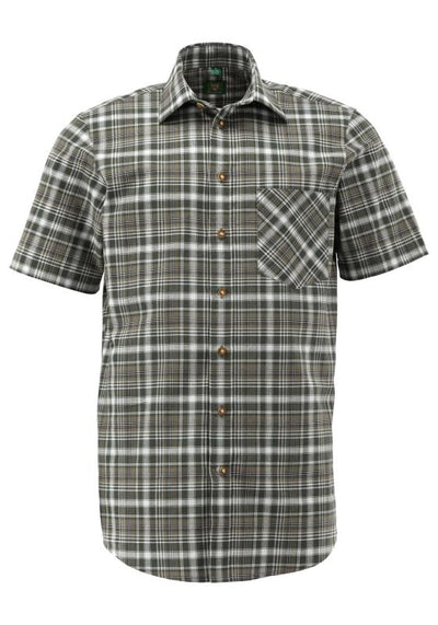 OS Trachten Men's Short-Sleeve Jagd Shirt — Forest Check