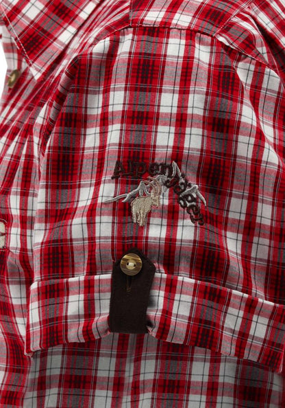 OS Trachten Men's 1/2 Sleeve Regular Fit Shirt "Bruce" red