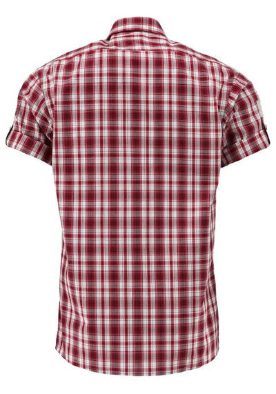 OS Trachten Men's 1/2 Sleeve Regular Fit Shirt "Bruce" red