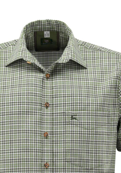 OS Trachten Men's 1/2 Sleeve Regular Fit Shirt "Tablick" olive
