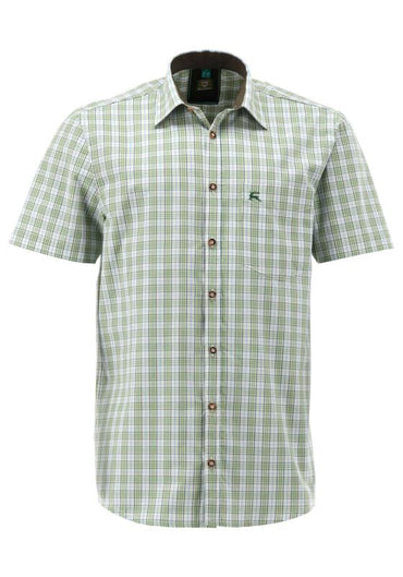 OS Trachten Men's 1/2 Slim Fit Shirt "Bergwiese" olive