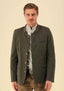 Gipfelstürmer Traditional Slim Fit Jacket "Bolago" in green with stand-up collar and staghorn-effect buttons.