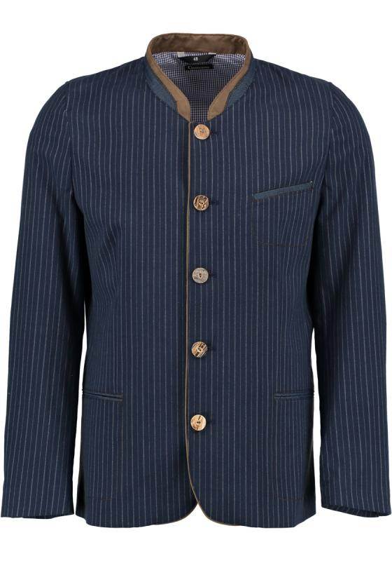Gipfelstürmer Traditional Slim Fit Jacket "Xedari" marine with stand-up collar and piped pockets.