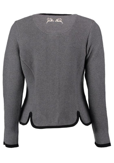 OS Trachten Women's Cardigan — Traditional Deer Embroidery- anthracite
