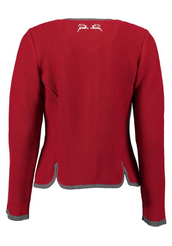 OS Trachten Women's Cardigan — Traditional Deer Embroidery- red