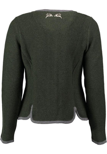 OS Trachten Women's Cardigan — Traditional Deer Embroidery- green