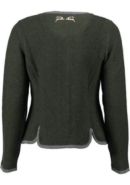 OS Trachten Women's Cardigan — Traditional Deer Embroidery- green