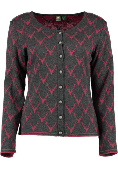 OS Trachten Women's Cardigan — Antler Knit - anthracite