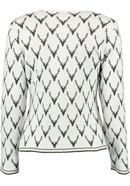 OS Trachten Women's Cardigan — Antler Knit - white/green