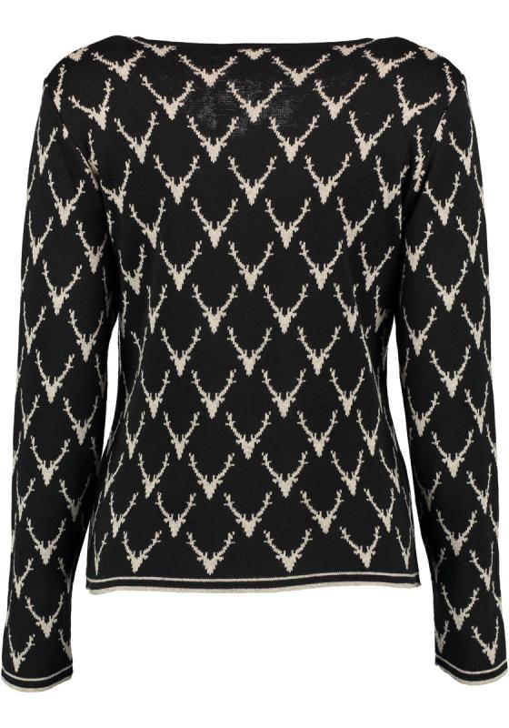 OS Trachten Women's Cardigan — Antler Knit - black