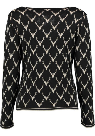 OS Trachten Women's Cardigan — Antler Knit - black