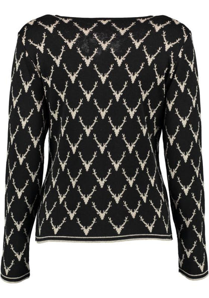 OS Trachten Women's Cardigan — Antler Knit - black
