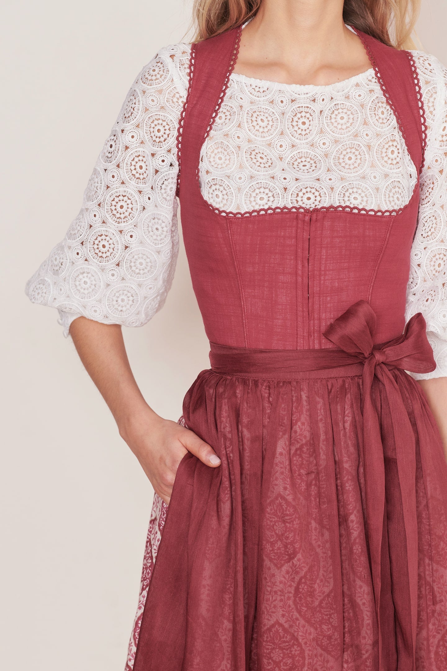 Julia Trentini Helma Midi Dirndl, Red — 60cm