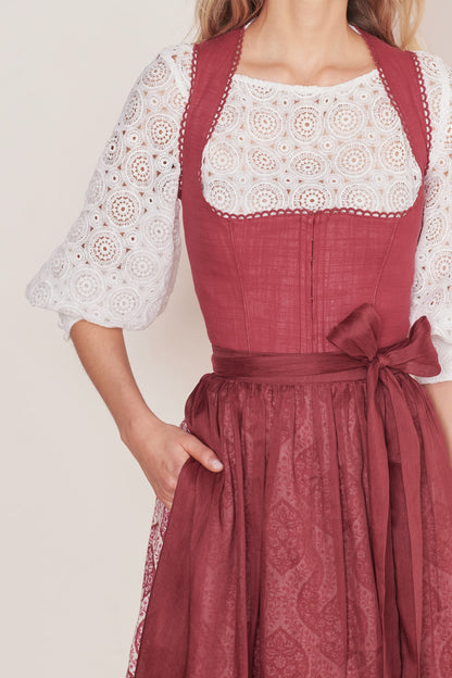 Julia Trentini Helma Midi Dirndl, Red — 60cm