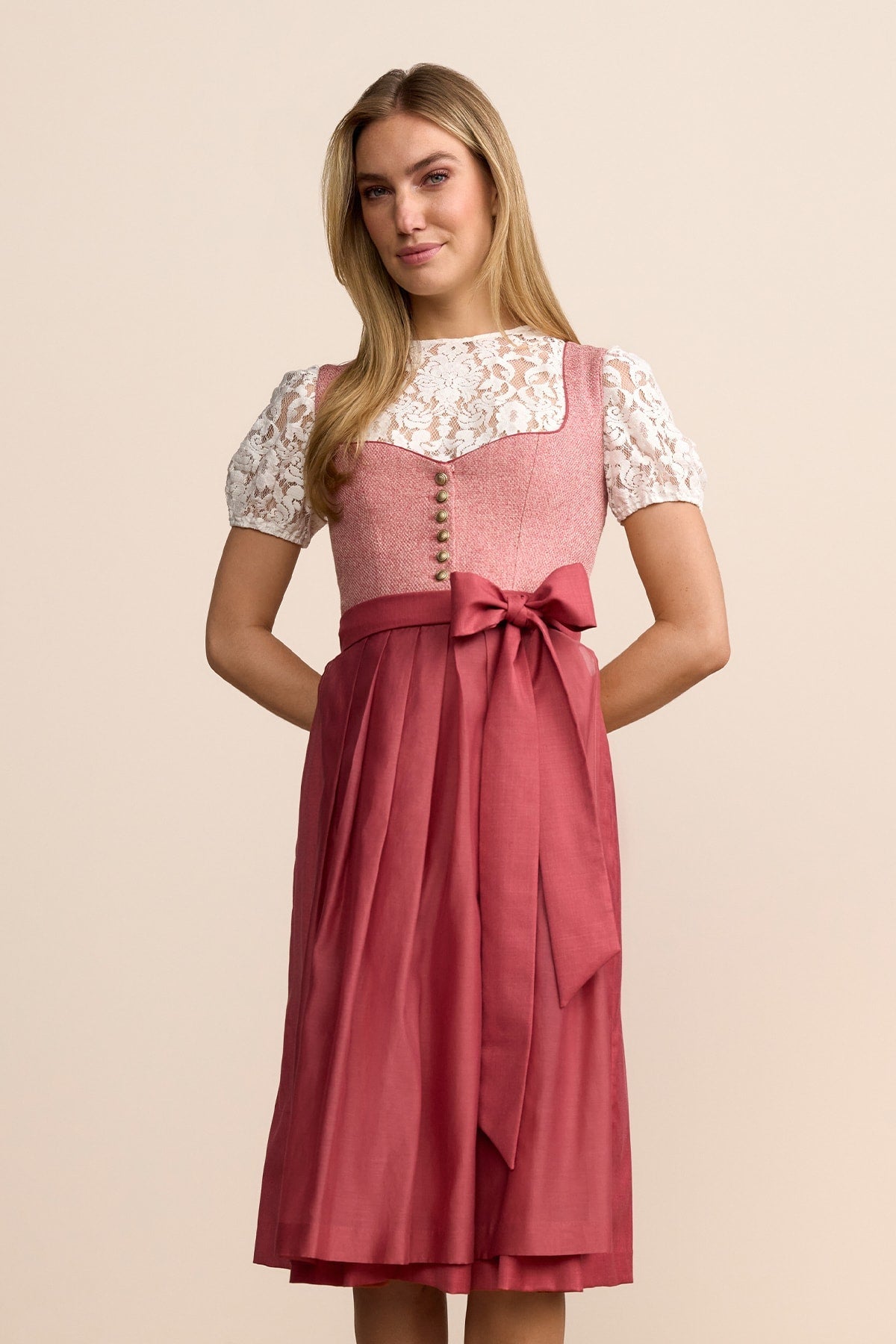 Kruger Tiziana long dirndl in pink, 70cm