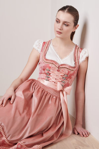 Kruger Midi Dirndl 2pcs. 60cm "Rosmerta" red (34,36,38)