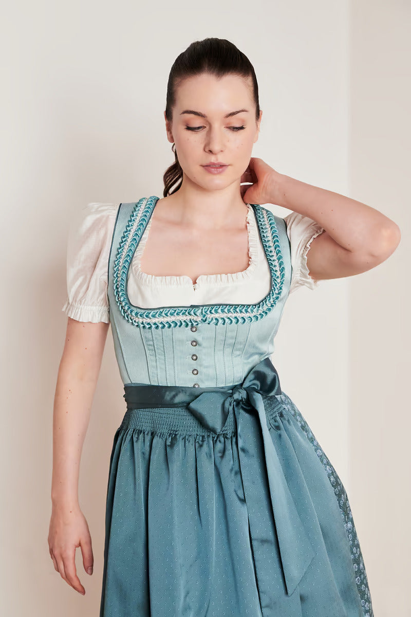 Kruger Midi Dirndl 2pcs. 60cm "Nikki" turquoise