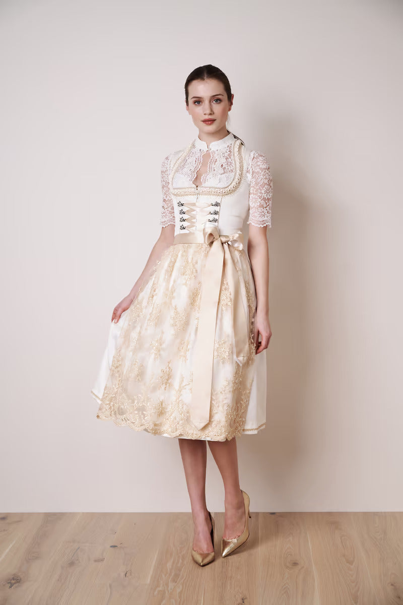 Kruger Long Dirndl 2pcs. 70cm "Benedita" ecru