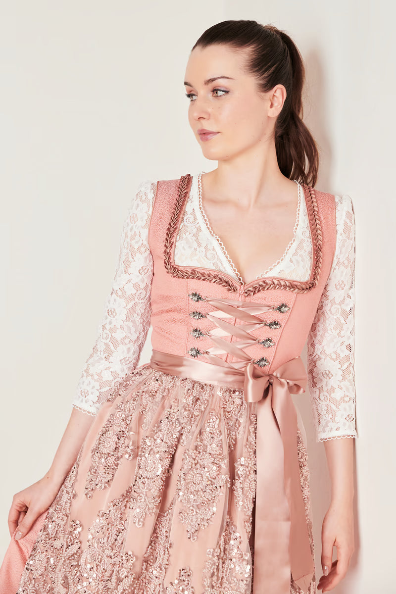 Kruger Midi Dirndl 2pc 60cm "Atenea" pink