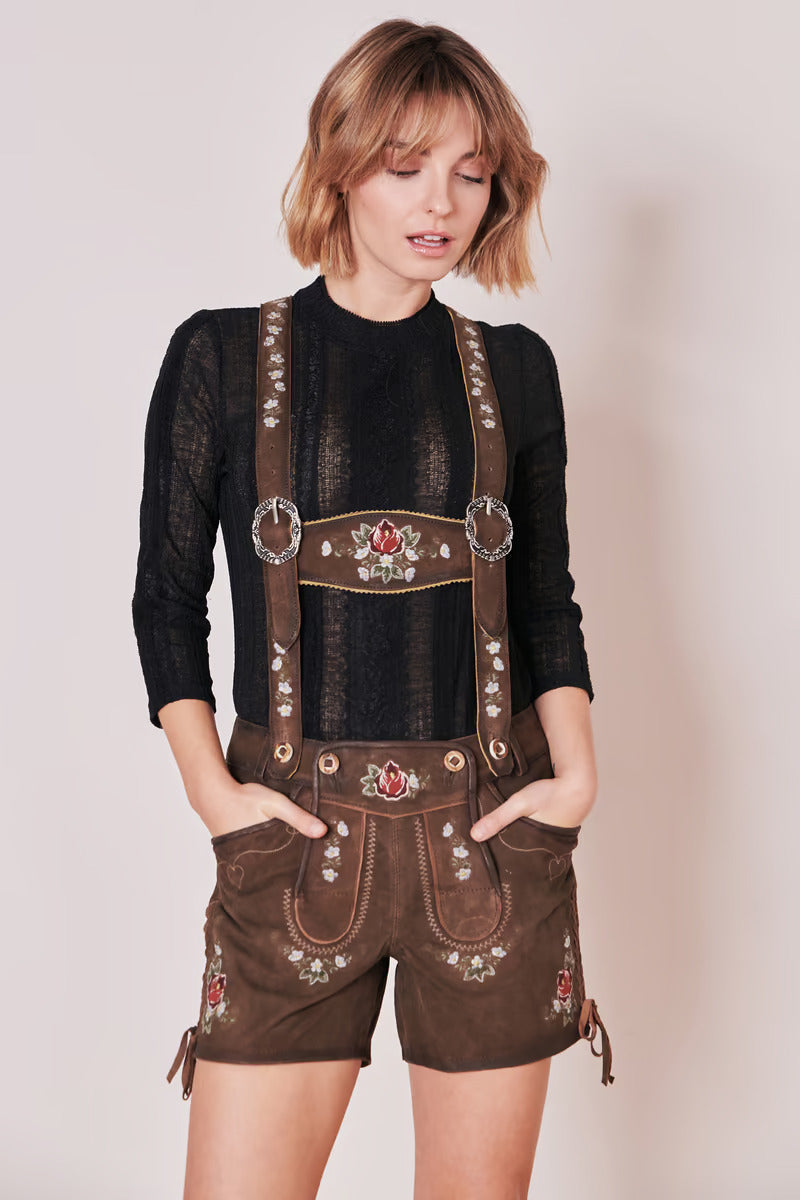 Kruger Ladies Lederhosen Short "Jorina" brown