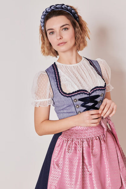Kruger Skylar Midi Dirndl, Blue — 60cm 2pc Set