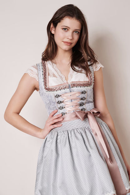 Kruger Mini Dirndl 2pcs. 50cm "Anella" gray (38,40)