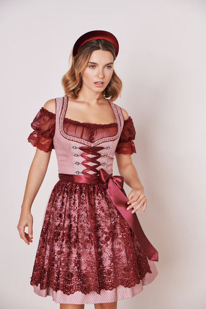 Kruger Midi Dirndl 2pcs. 60cm "Marica" red (size 36 only)