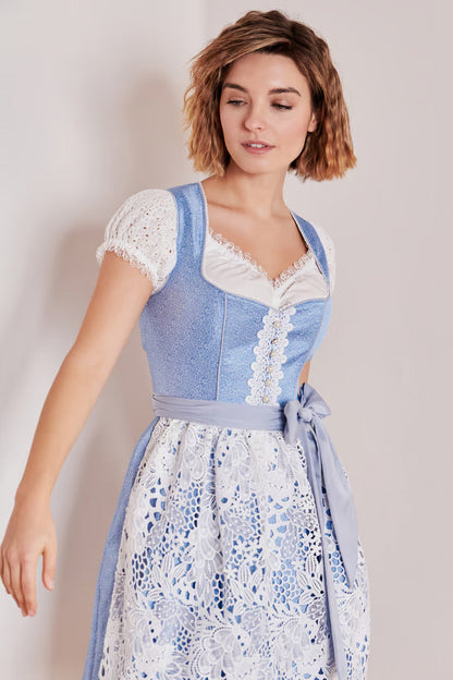 Kruger Midi Dirndl 2pcs. 50cm "Shania" blue (size 30)