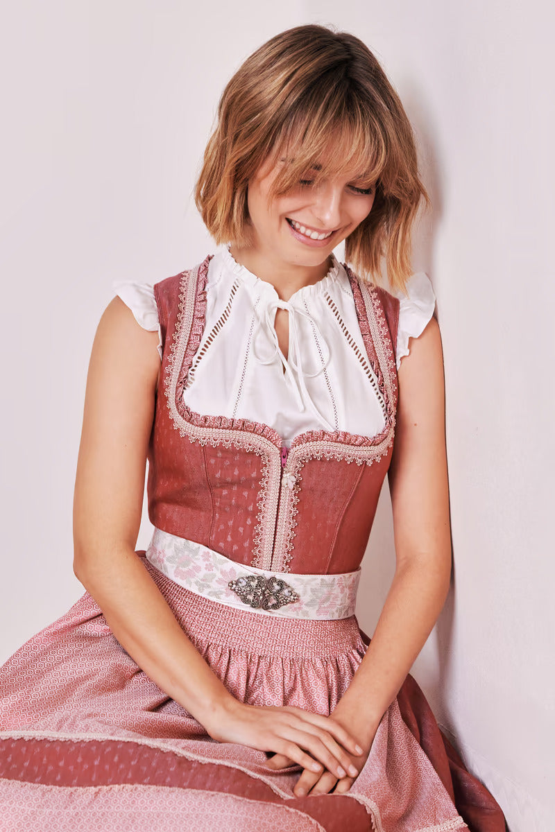 Kruger Midi Dirndl 2pcs. 60cm "Prunella" red