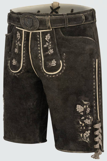 Kruger Men's Lederhosen "Calle" (brown) with Belt (50)